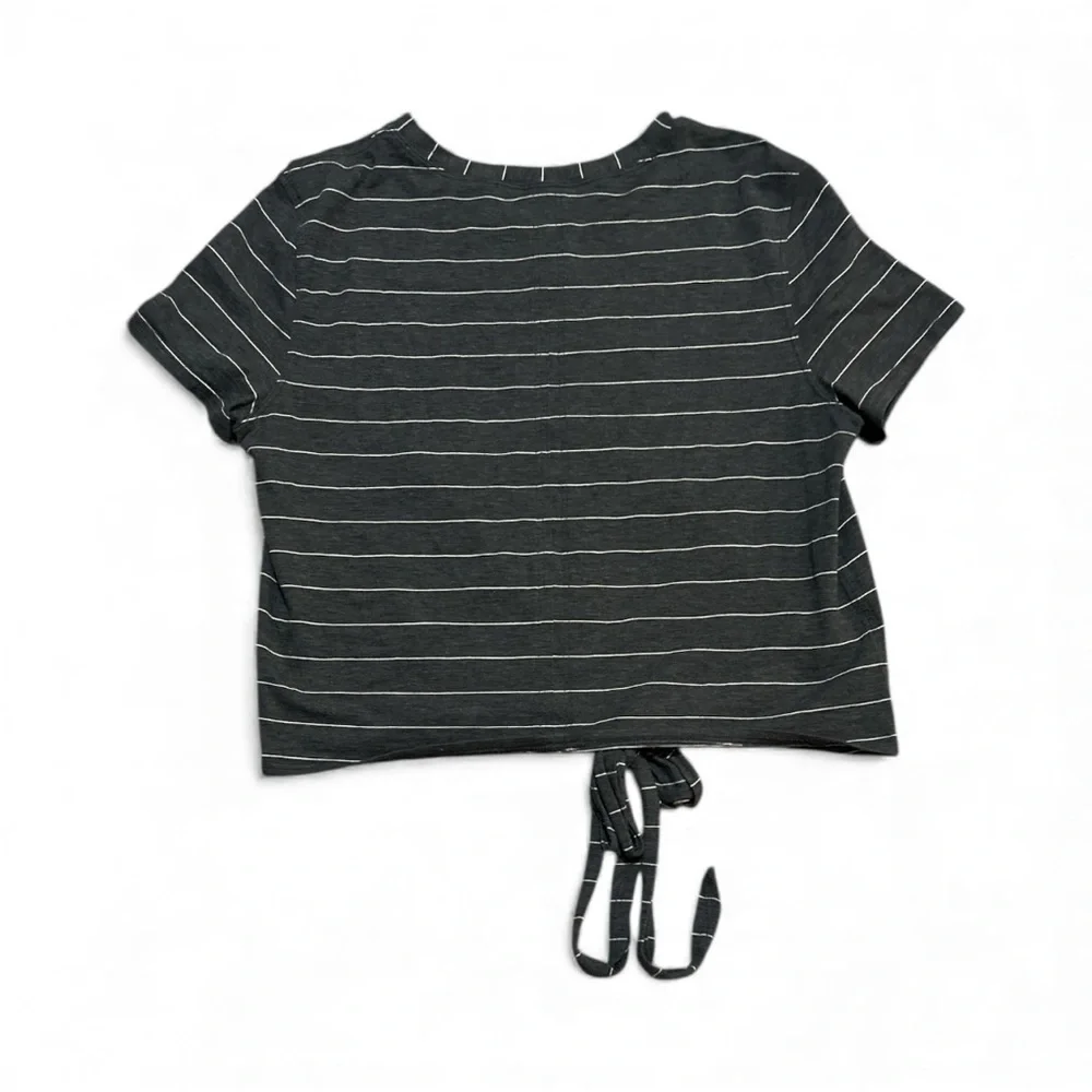 Lululemon Time To Restore Striped Tie Back Cropped Twist Short Sleeve Shirt